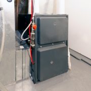 A home high energy efficient furnace in a basement