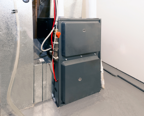 A home high energy efficient furnace in a basement