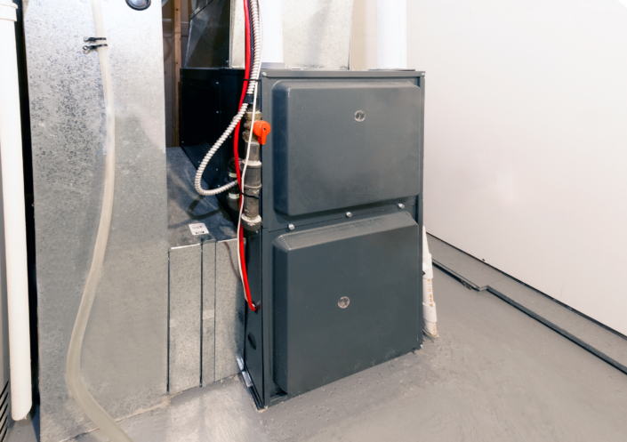 A home high energy efficient furnace in a basement